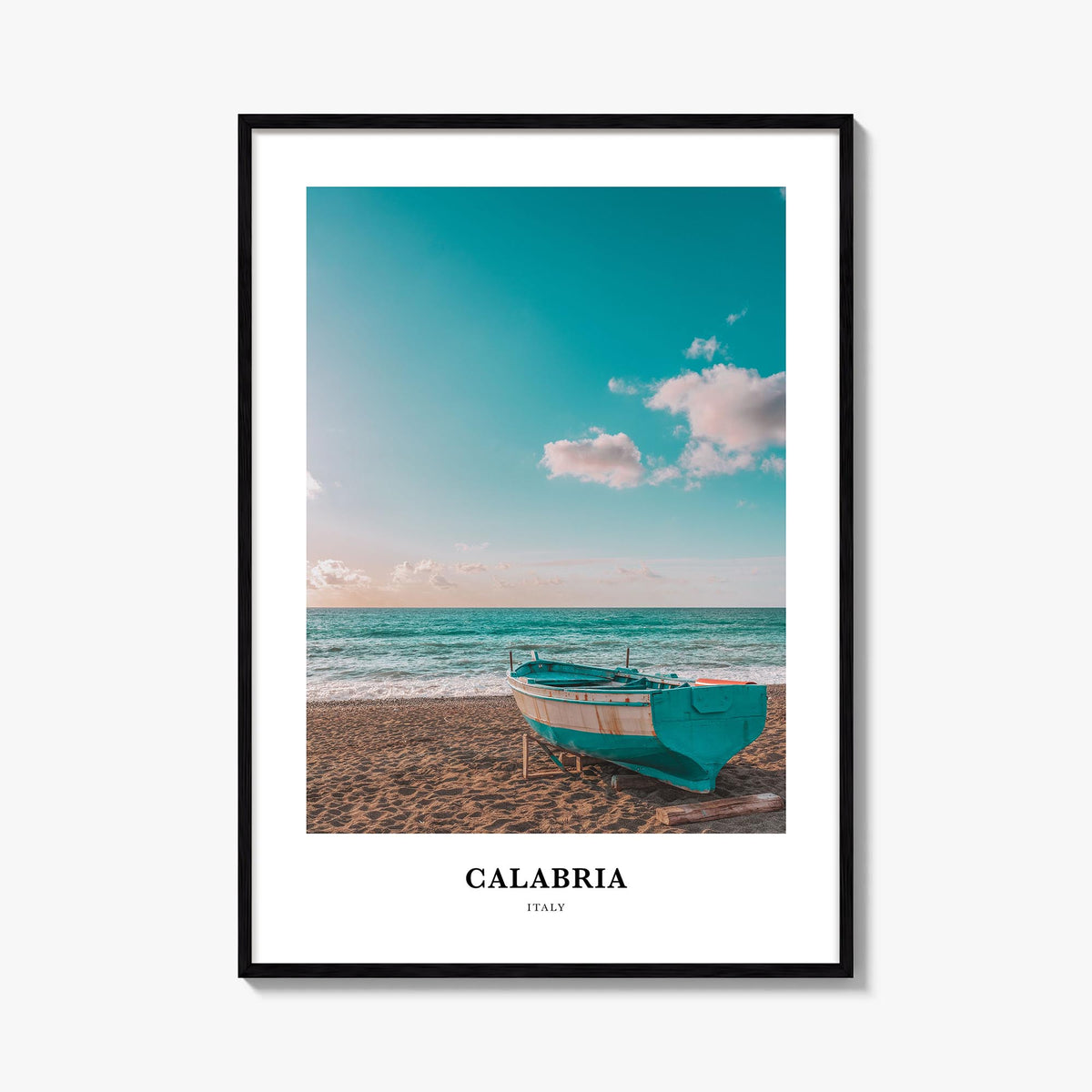 Calabria no. 1 colorful classic poster of Italy – vertical wall art, unframed print shown in interior mockup