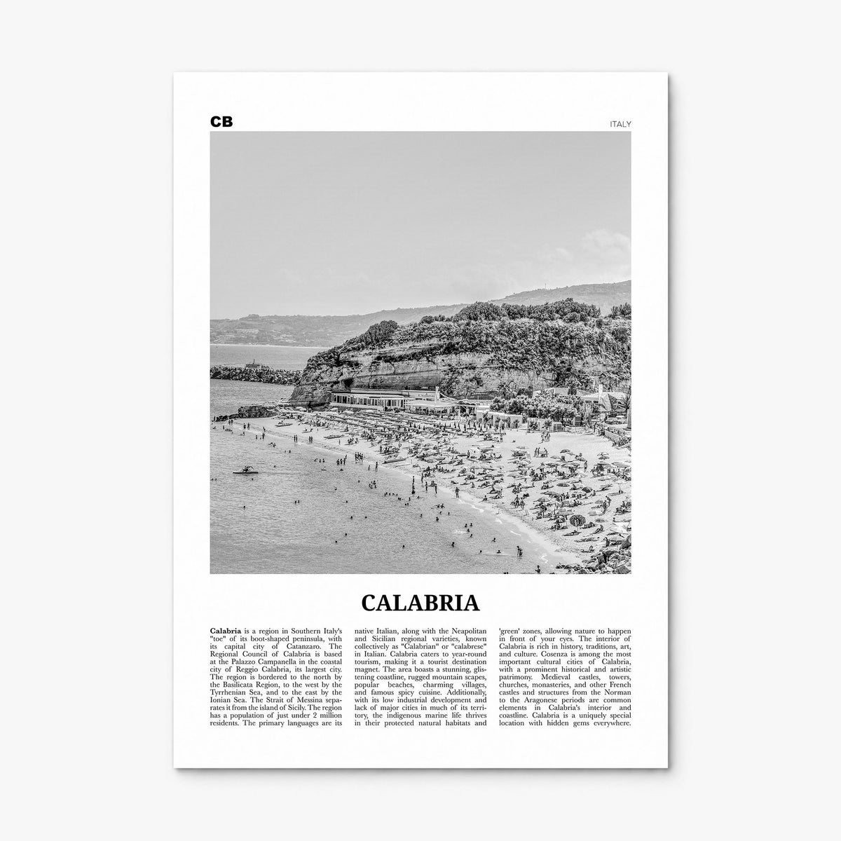 Calabria Newspaper Poster, print only (unframed)