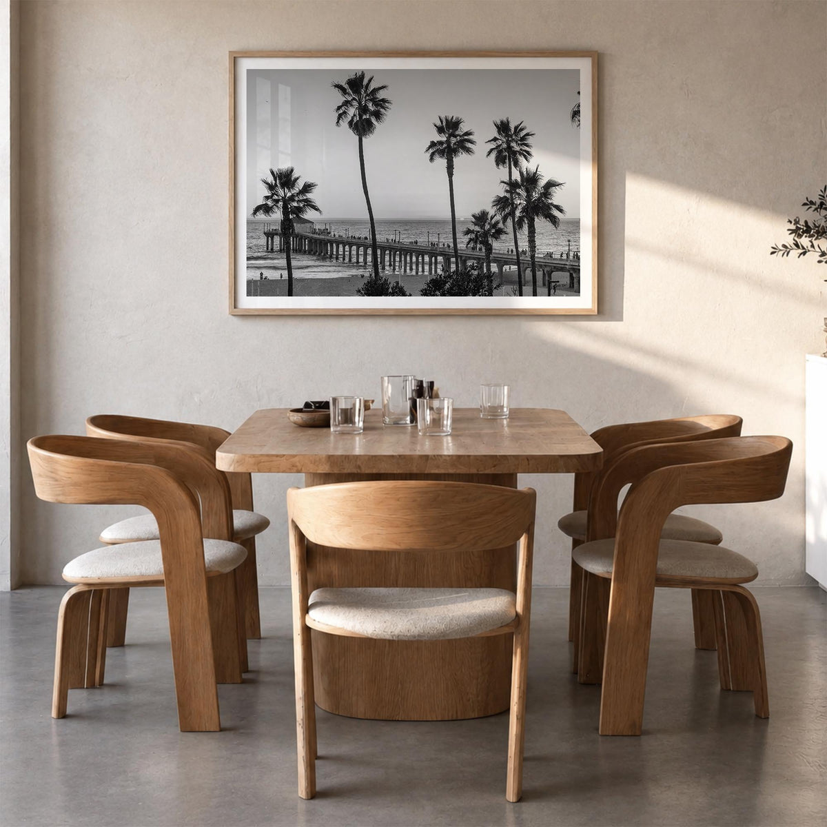 California no. 2 black & white photo poster of United States – horizontal wall art in natural wood frame with white border, h