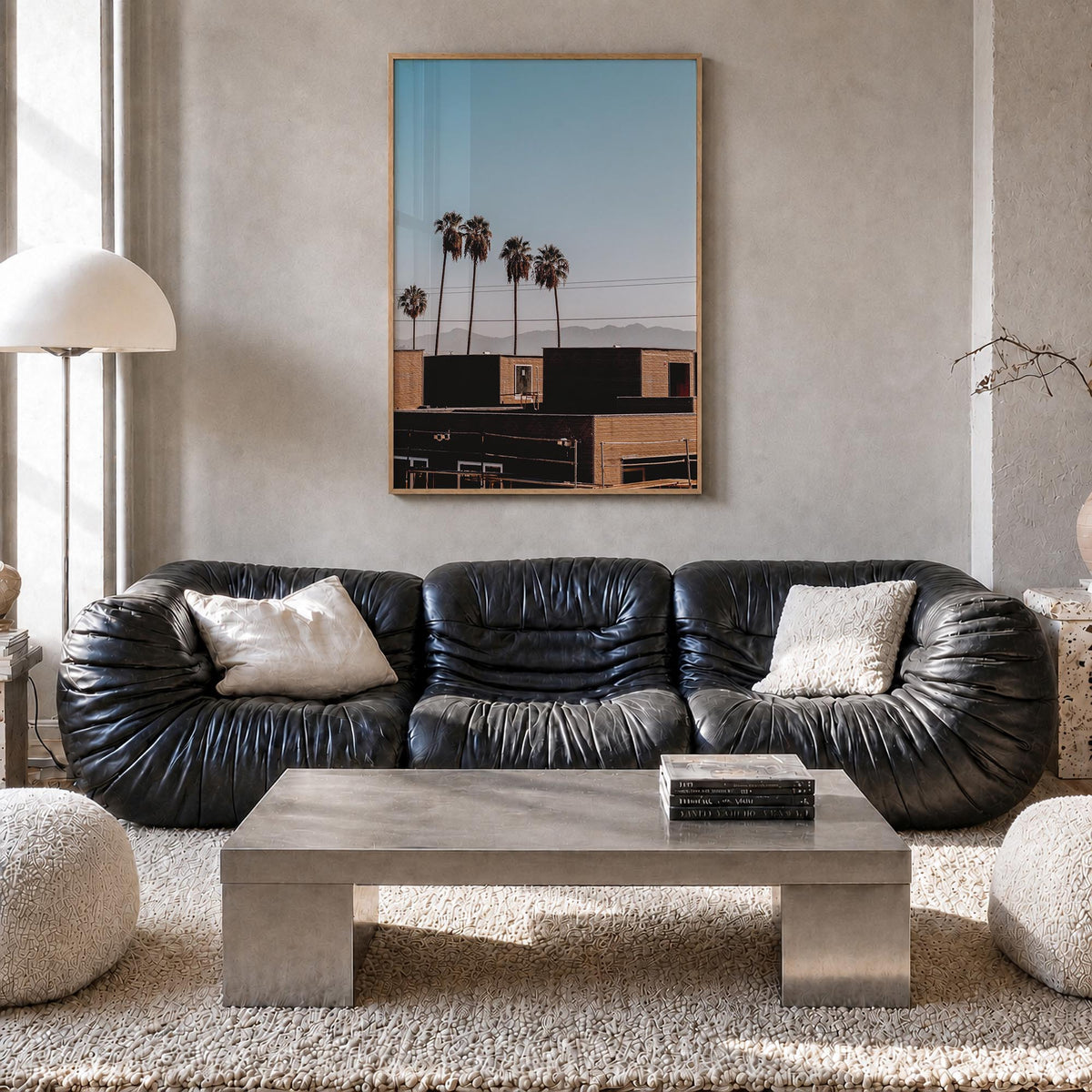 California no. 7 colorful photo poster of USA – vertical wall art in natural wood frame, hanging on wall