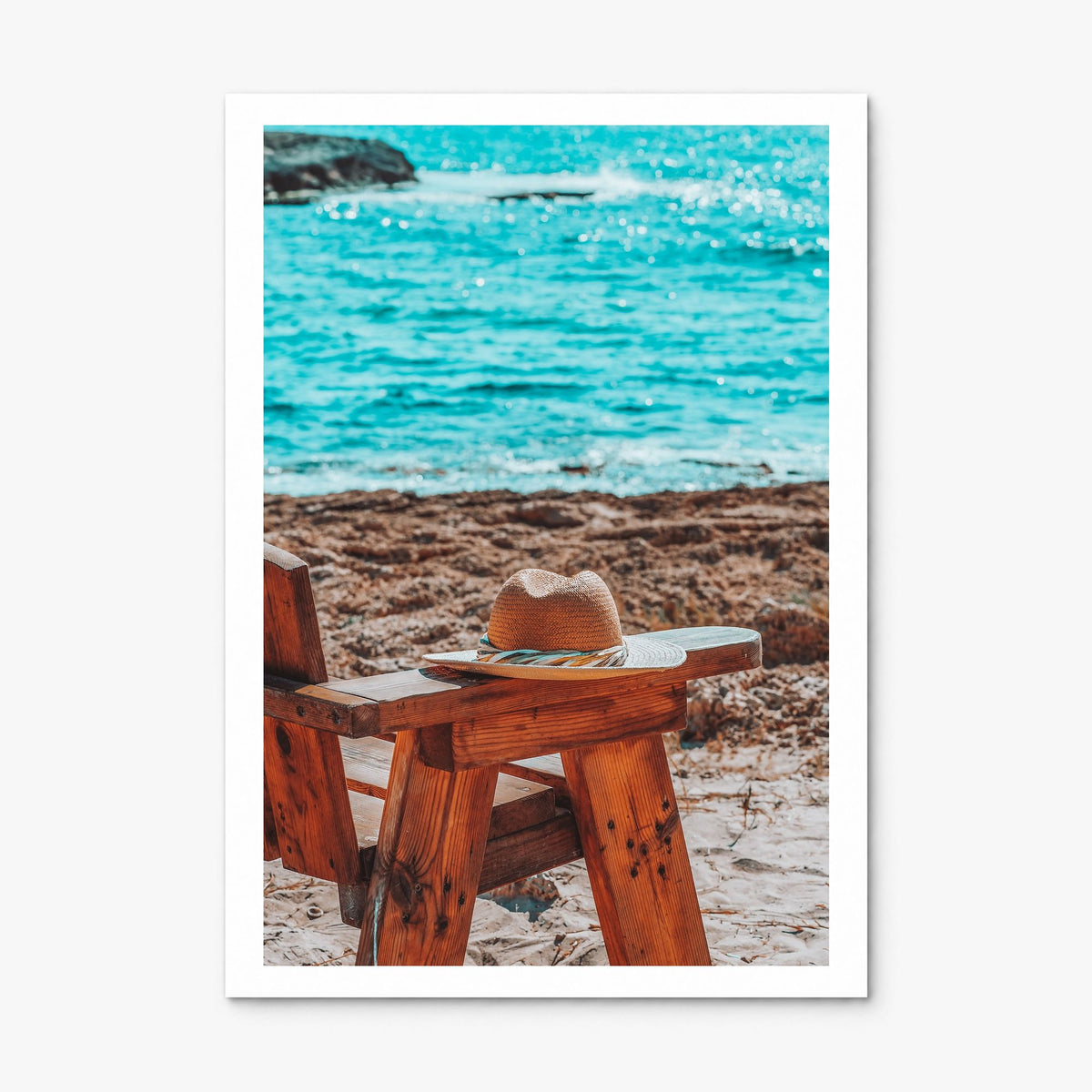 Calm Beach Photo Poster, print only (unframed), white border