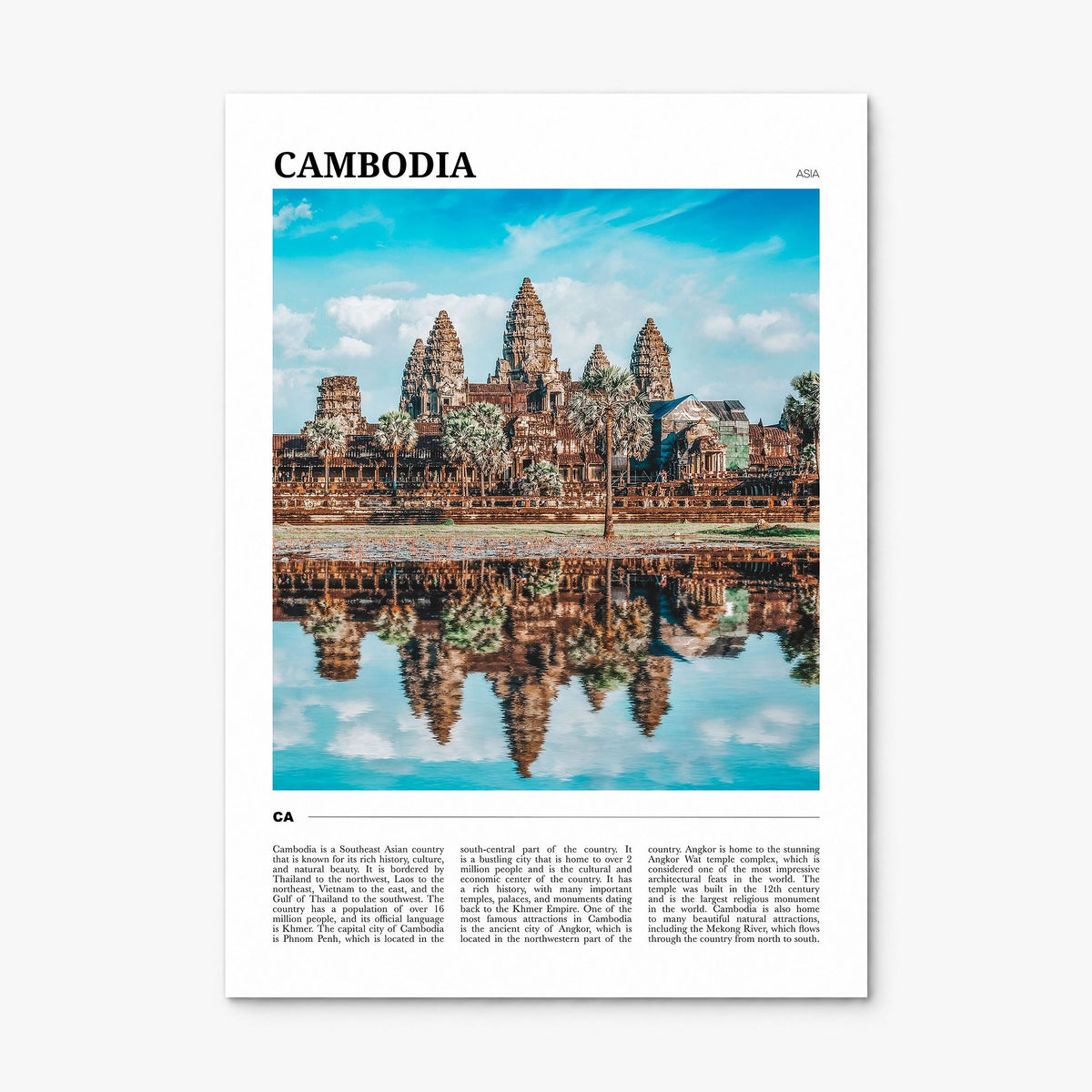 Cambodia Travel Poster, print only (unframed)