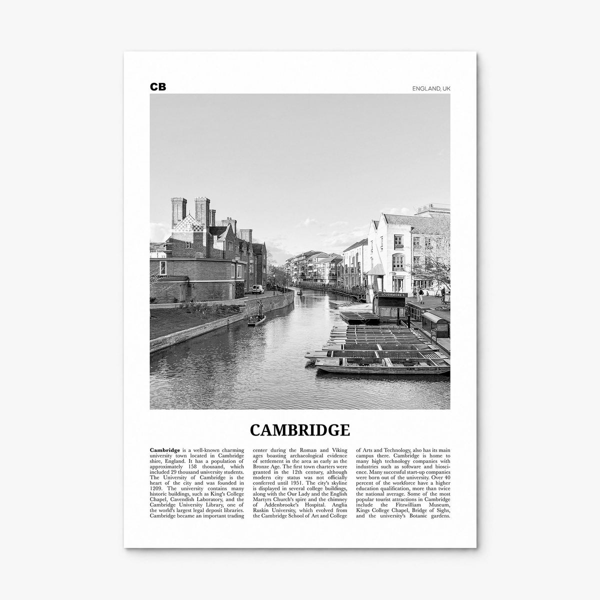 Cambridge, England Newspaper Poster, print only (unframed)