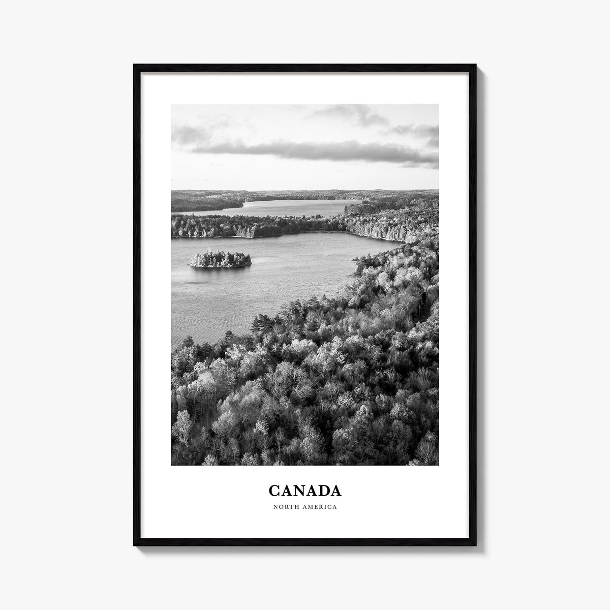 Canada no. 1 black & white classic poster of North America – vertical wall art, unframed print shown in interior mockup