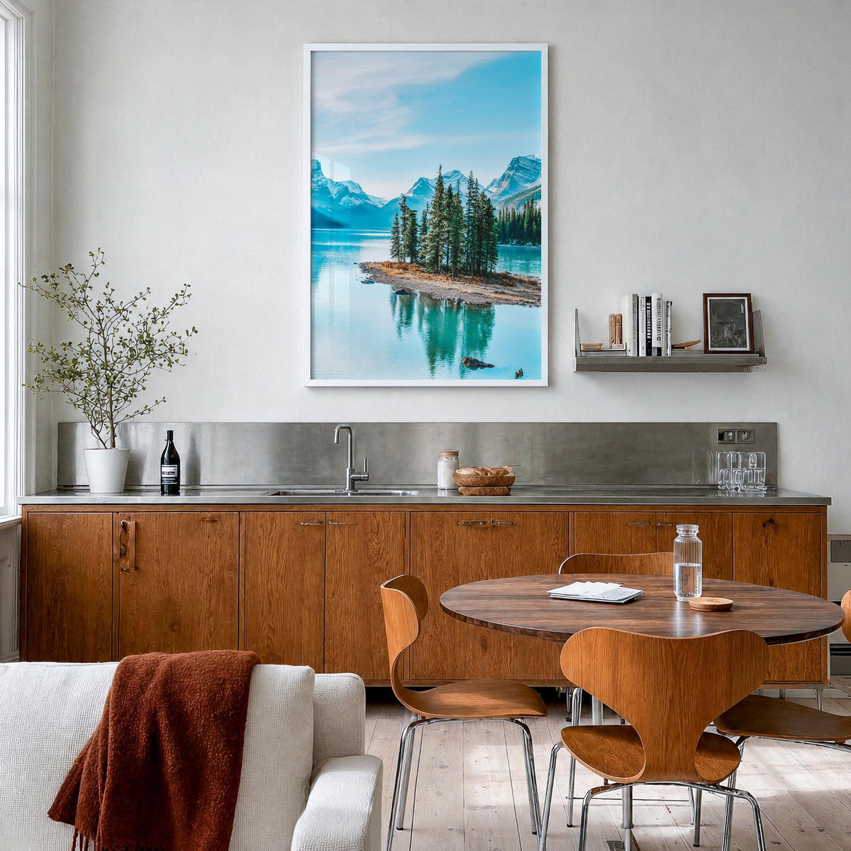 Canada no. 1 colorful photo poster of North America – vertical wall art in white wood frame, hanging on wall