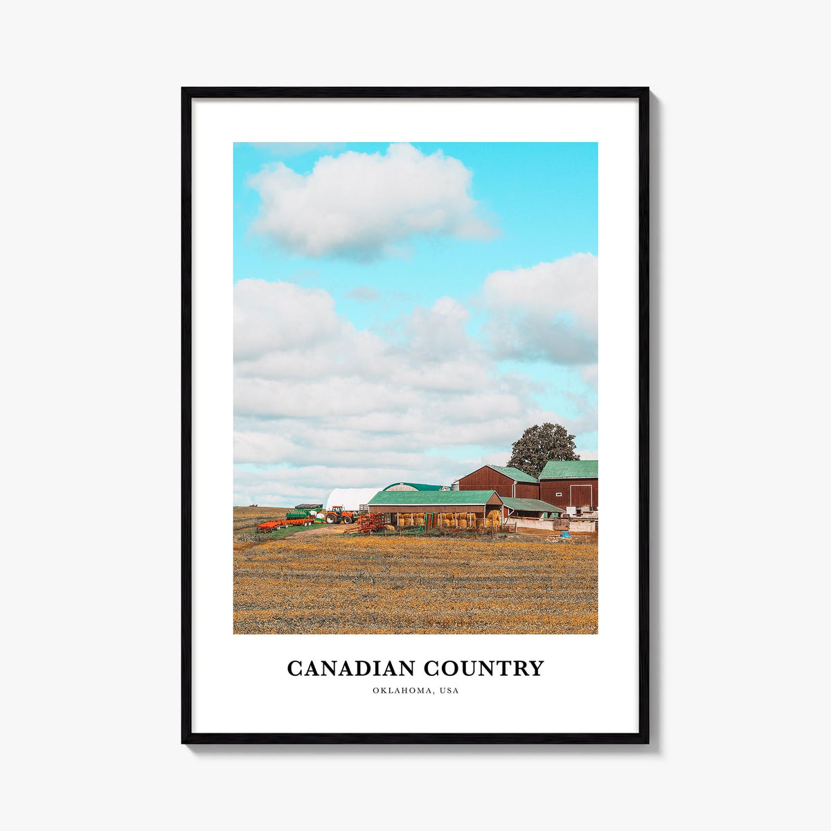 Canadian County colorful classic poster of Oklahoma, USA – vertical wall art, unframed print shown in interior mockup