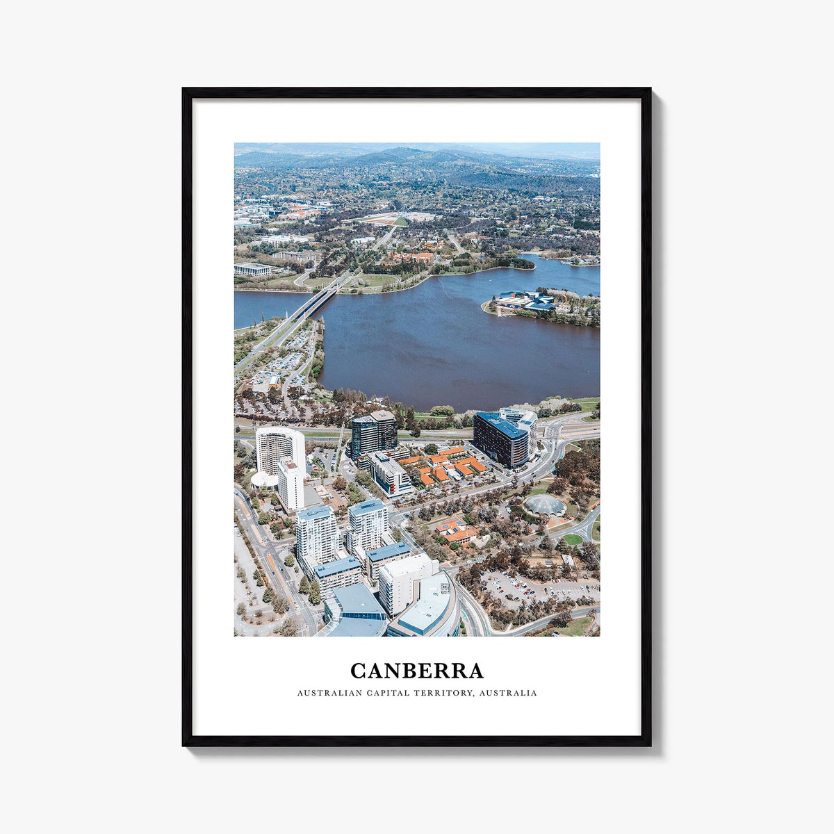 Canberra colorful classic poster of Australian Capital Territory, Australia – vertical wall art, unframed print shown in inte
