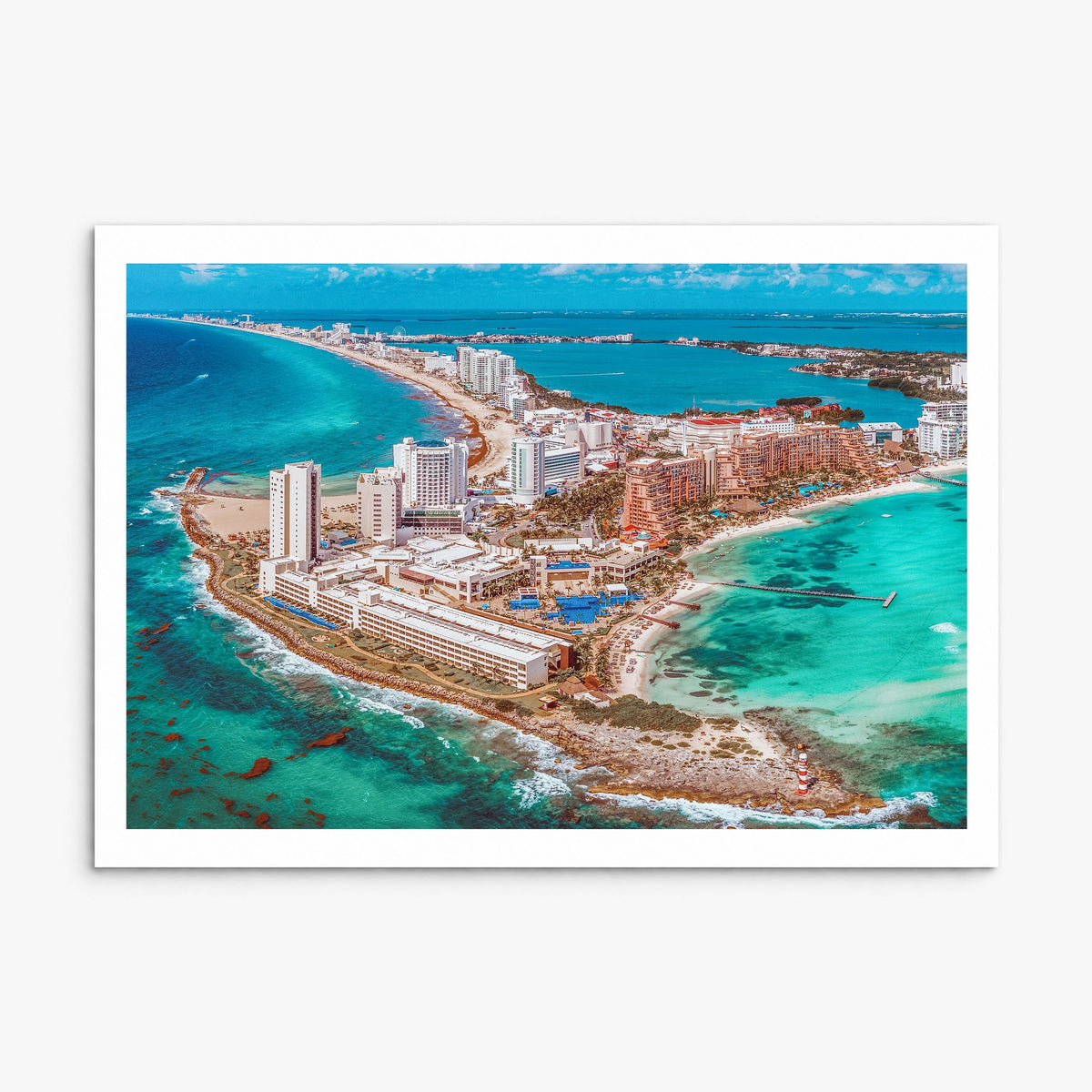 Cancún Photo Poster, print only (unframed), white border