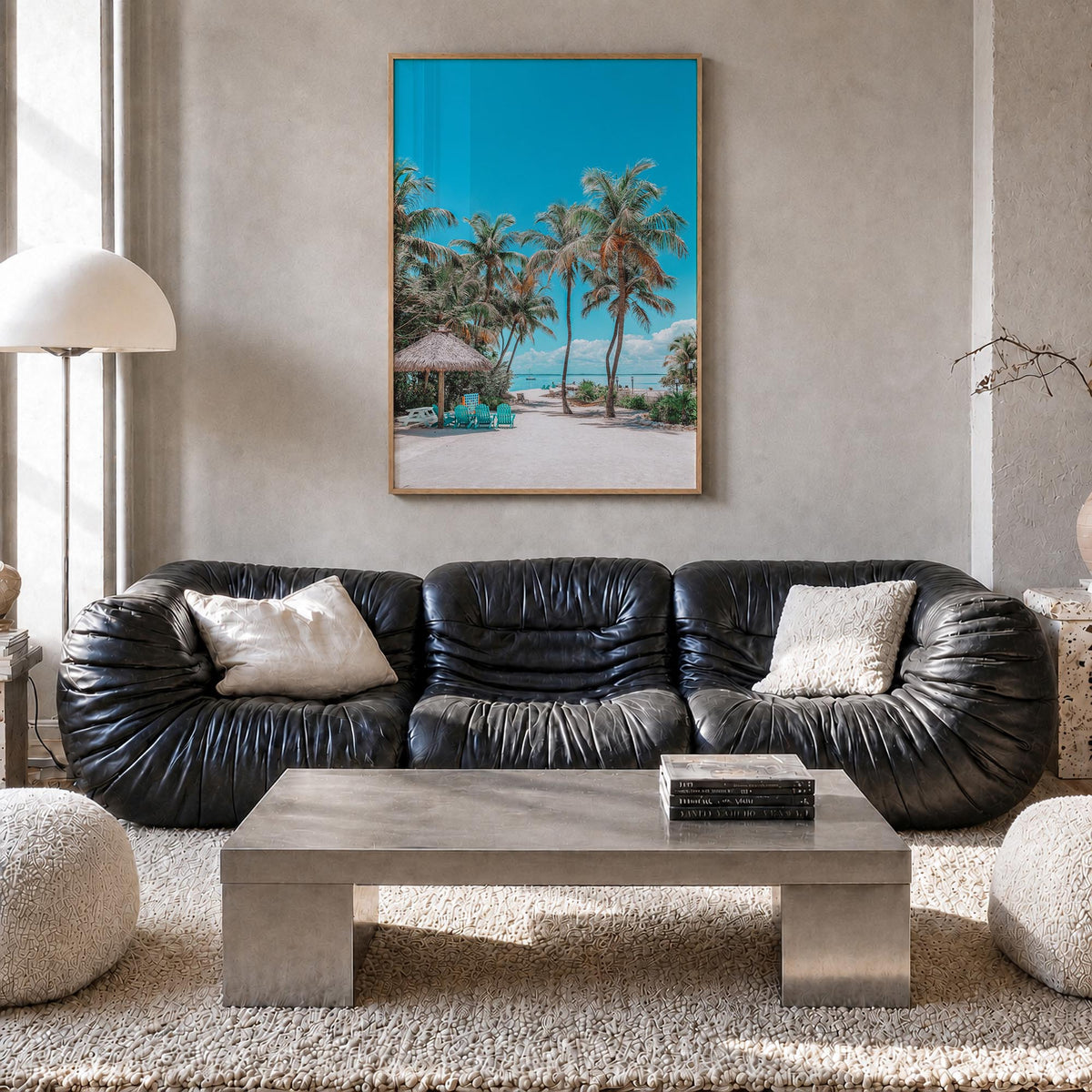 Cancún no. 1 colorful photo poster of Mexico – vertical wall art in natural wood frame, hanging on wall
