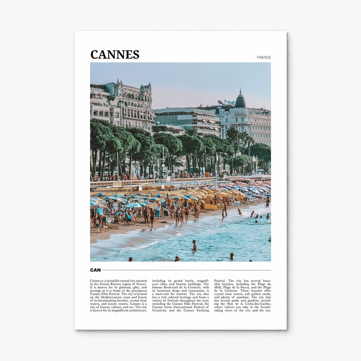 Cannes Travel Poster, print only (unframed)