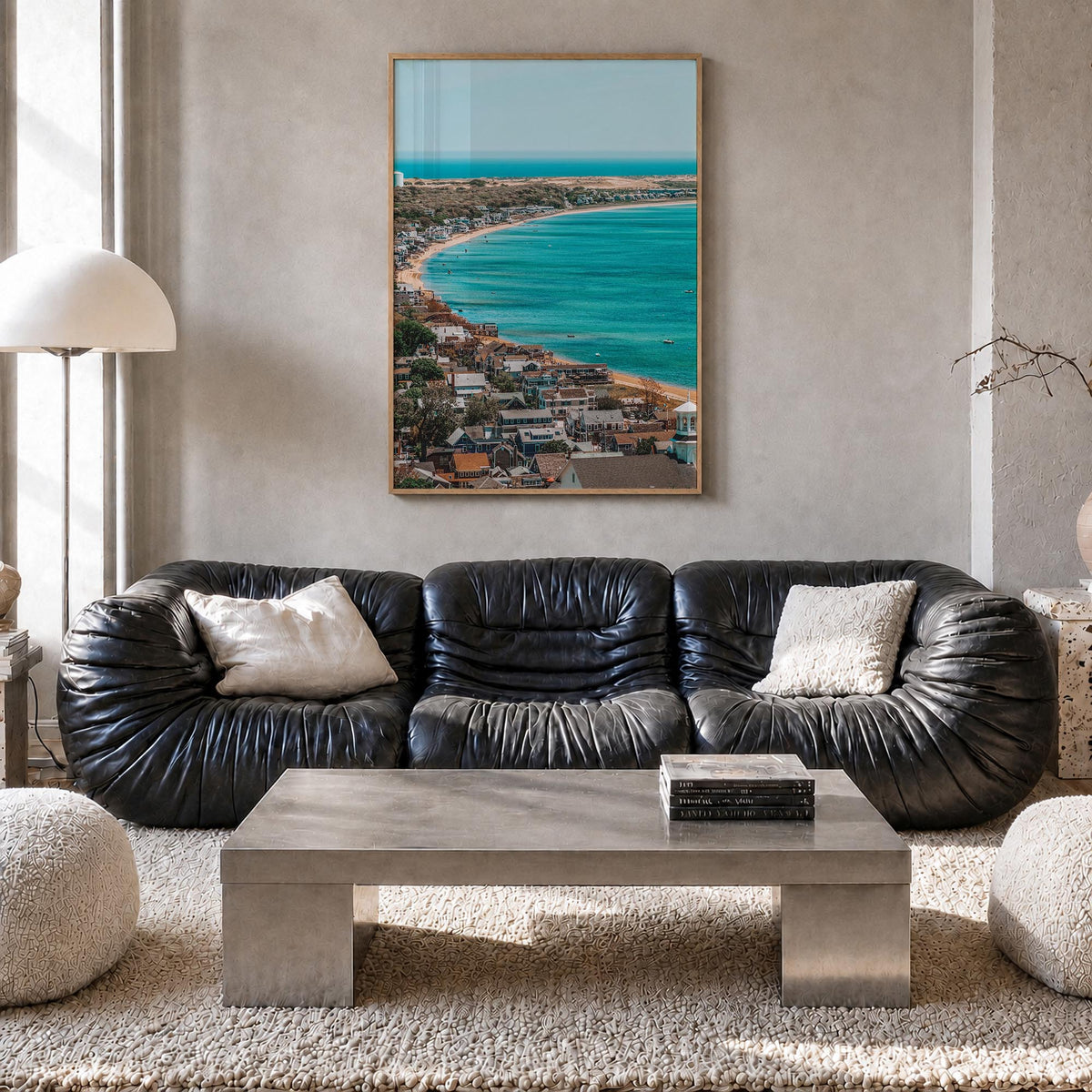 Cape Cod no. 1 colorful photo poster of Massachusetts, USA – vertical wall art in natural wood frame, hanging on wall