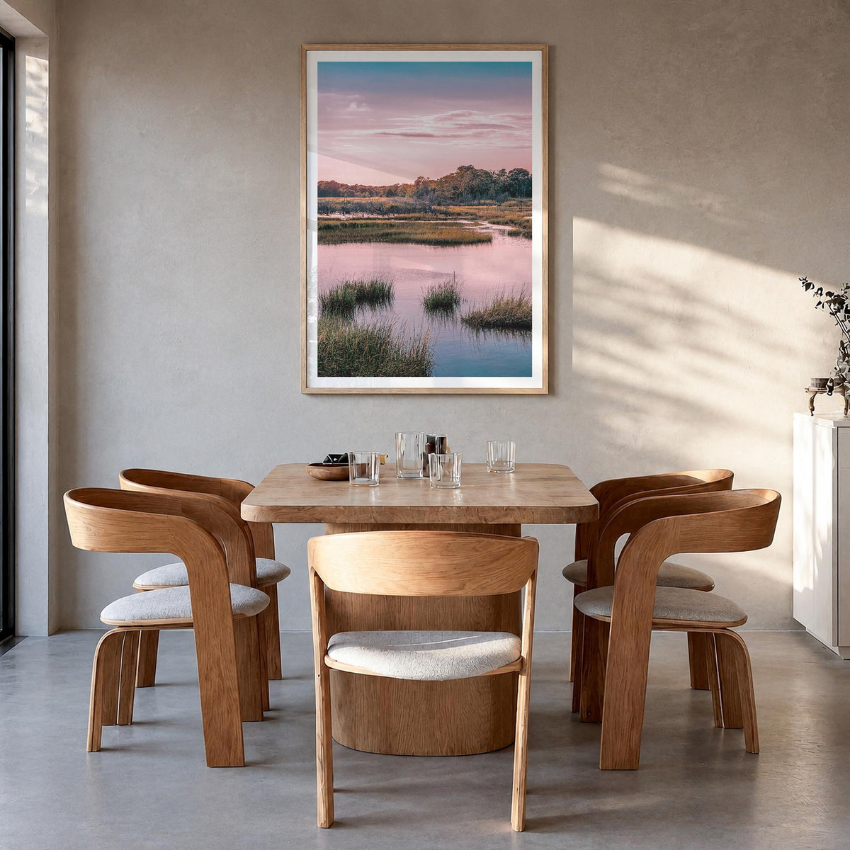 Cape Cod no. 2 colorful photo poster of Massachusetts, USA – vertical wall art in natural wood frame with white border, hangi