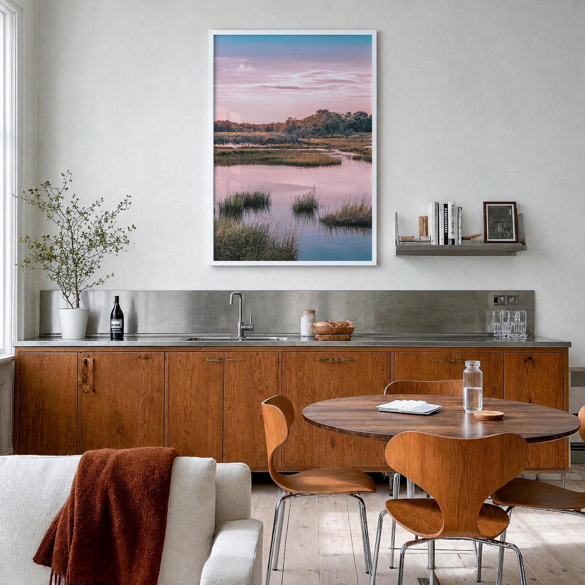 Cape Cod no. 2 colorful photo poster of Massachusetts, USA – vertical wall art in white wood frame, hanging on wall