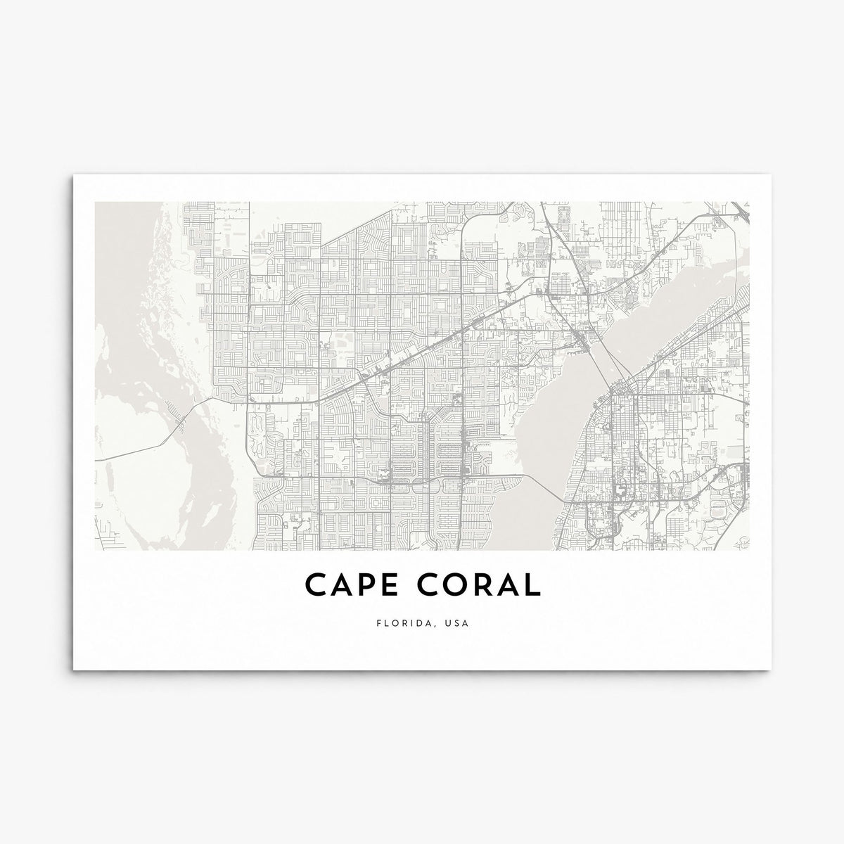 Cape Coral Map Poster, print only (unframed)