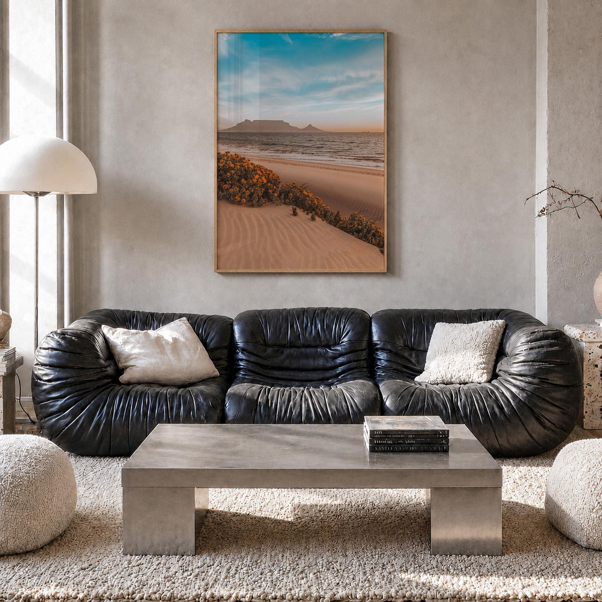 Cape Town no. 2 colorful photo poster of South Africa – vertical wall art in natural wood frame, hanging on wall