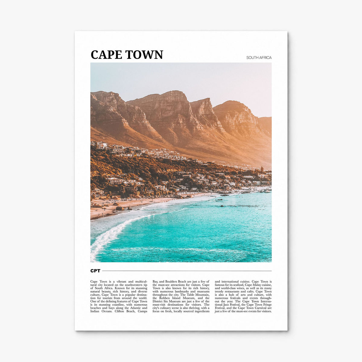 Cape Town Travel Poster, print only (unframed)