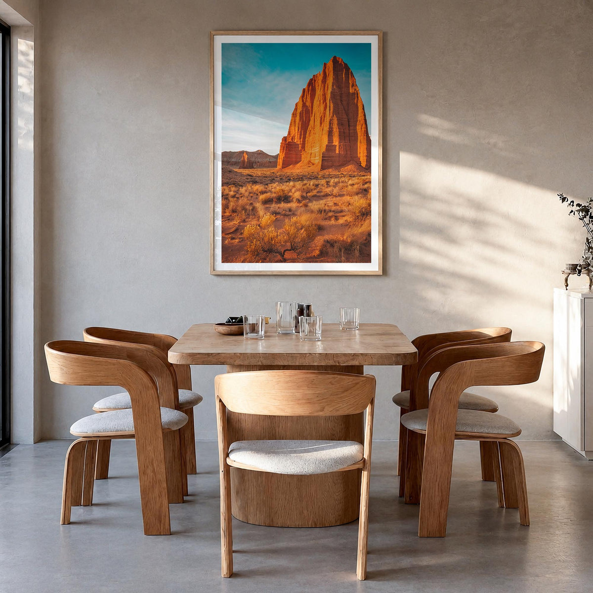 Capitol Reef National Park colorful photo poster of Utah, USA – vertical wall art in natural wood frame with white border, ha