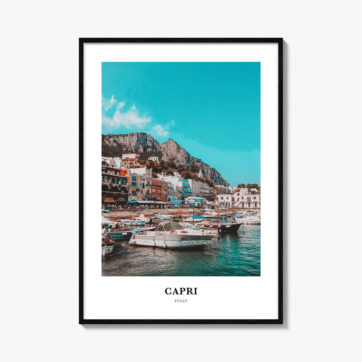Capri colorful classic poster of Italy – vertical wall art, unframed print shown in interior mockup