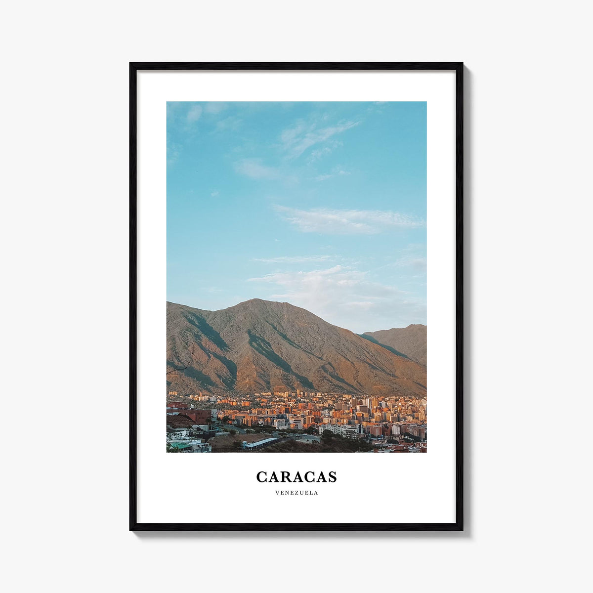 Caracas no. 1 colorful classic poster of Venezuela – vertical wall art, unframed print shown in interior mockup