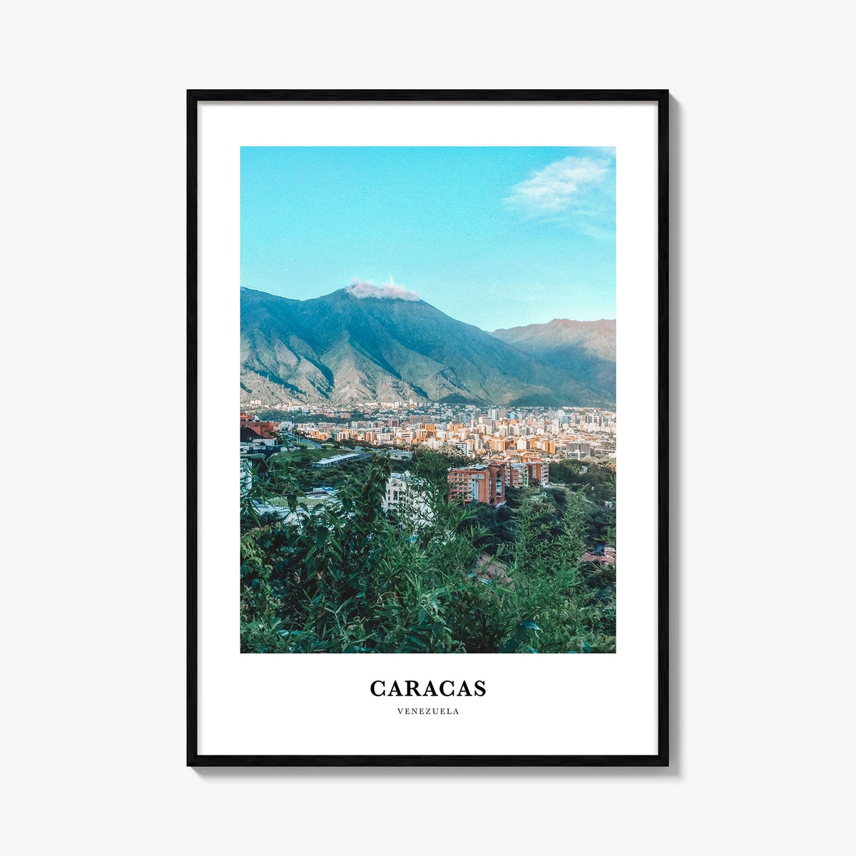 Caracas no. 2 colorful classic poster of Venezuela – vertical wall art, unframed print shown in interior mockup
