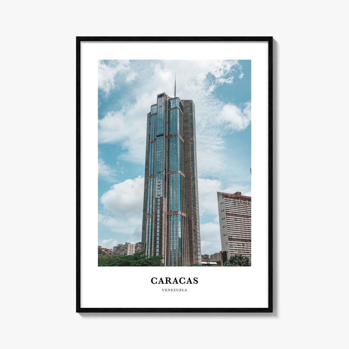 Caracas no. 4 colorful classic poster of Venezuela – vertical wall art, unframed print shown in interior mockup