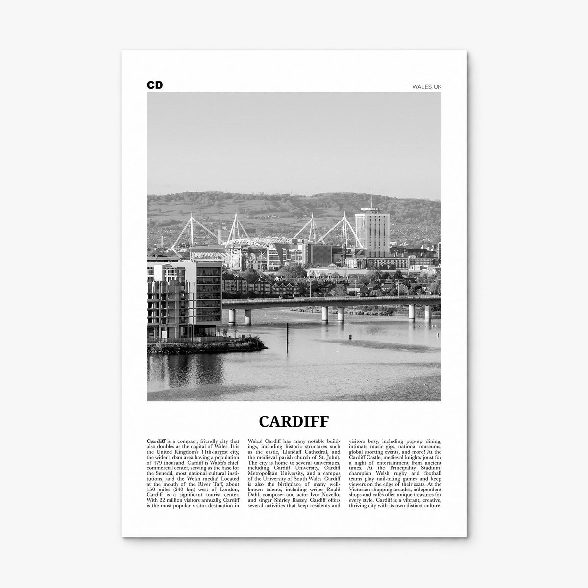 Cardiff Newspaper Poster, print only (unframed)