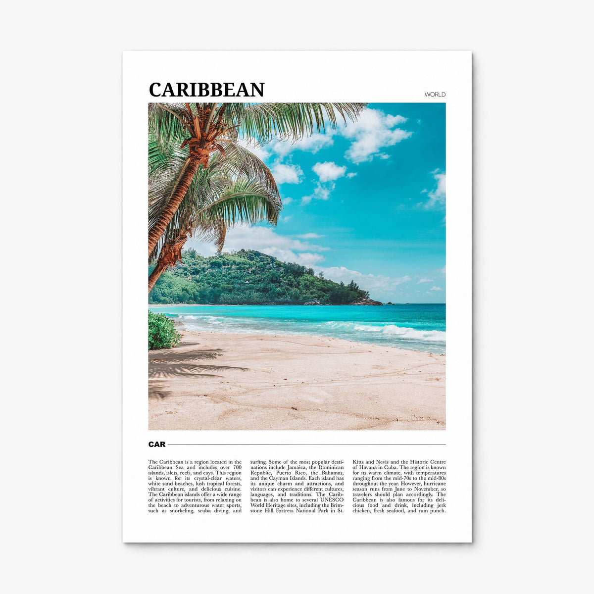 Caribbean Travel No 2 Poster, print only (unframed)