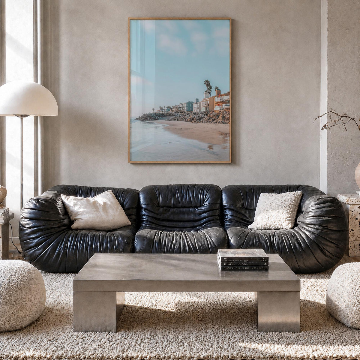 Carlsbad no. 1 colorful photo poster of California, USA – vertical wall art in natural wood frame, hanging on wall