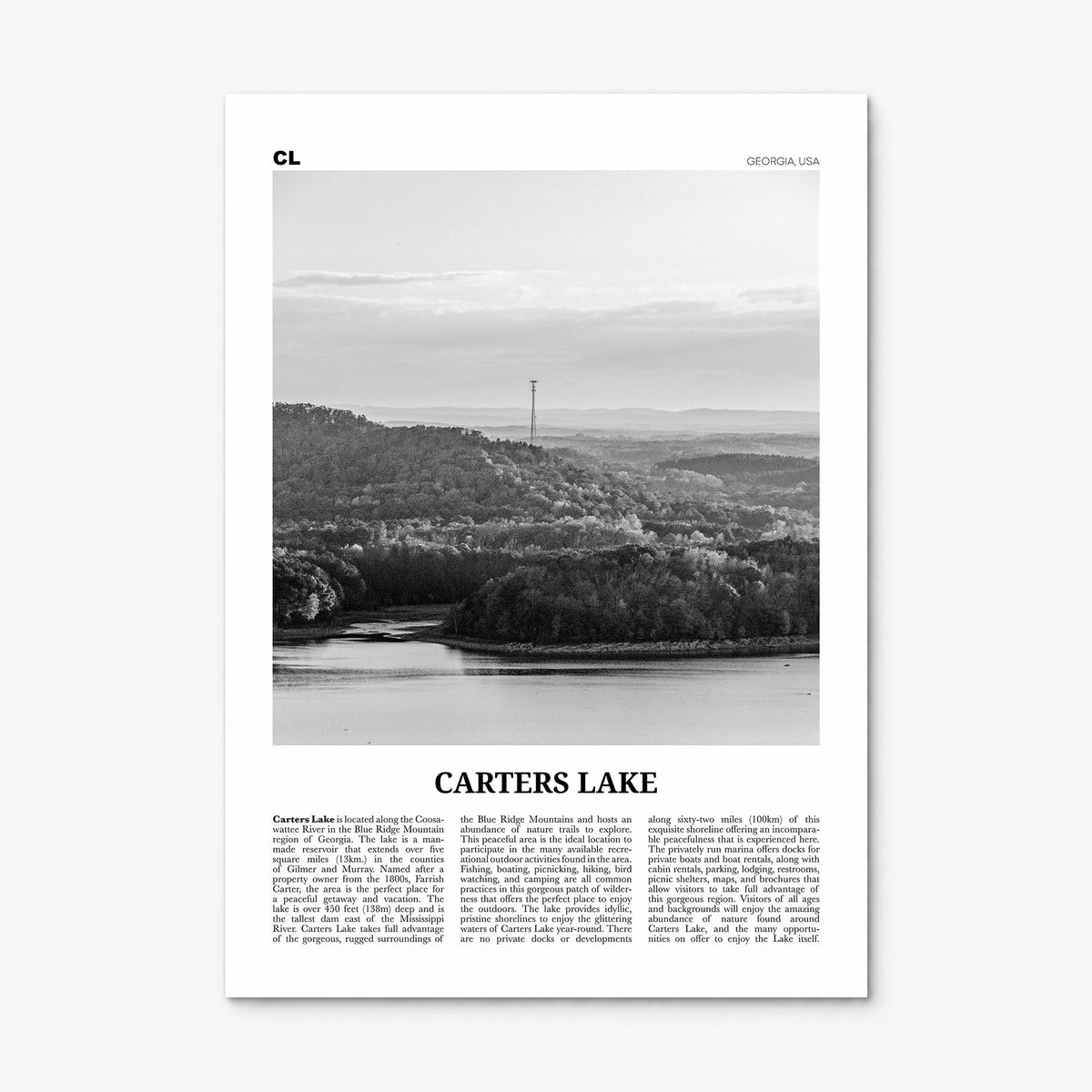 Carters Lake Newspaper Poster, print only (unframed)