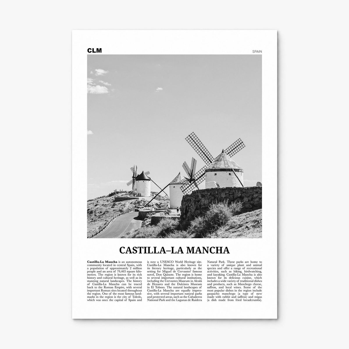 Castilla-La Mancha Newspaper Poster, print only (unframed)