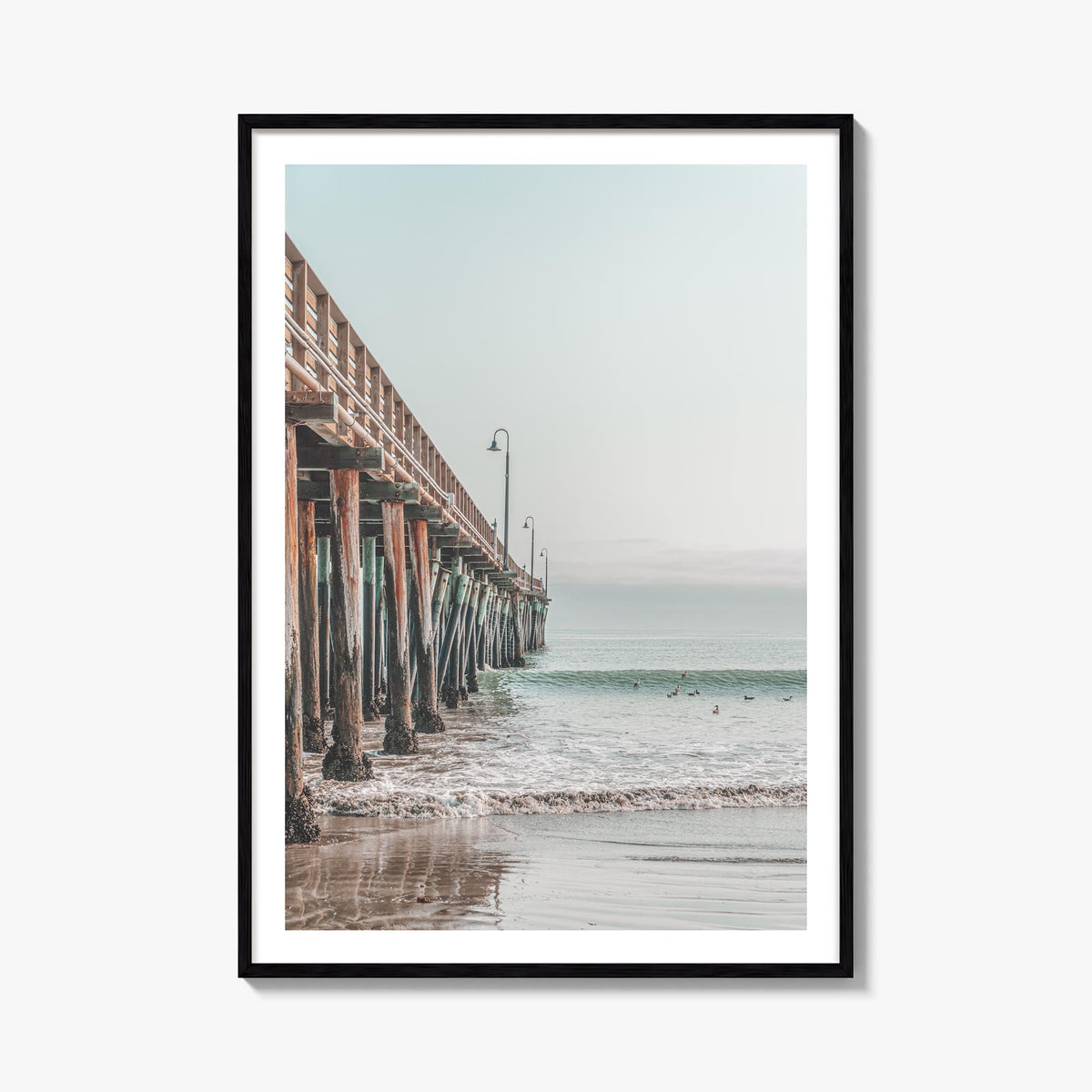 Cayucos colorful photo poster of California, USA – vertical wall art, unframed print shown in interior mockup