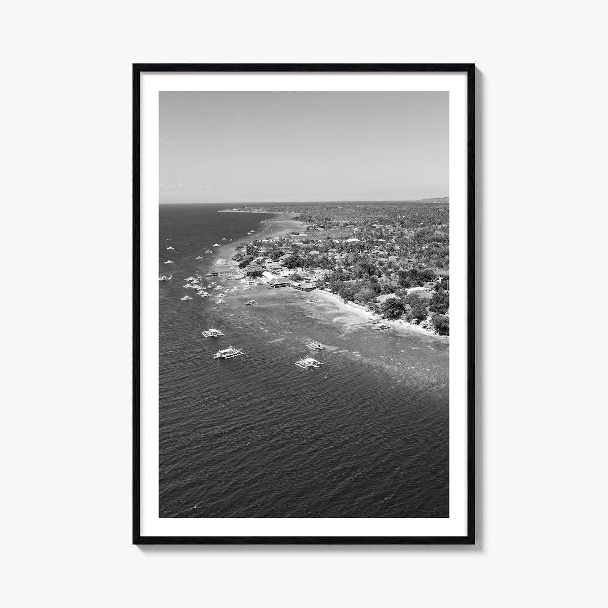 Cebu black & white photo poster of Philippines – vertical wall art, unframed print shown in interior mockup