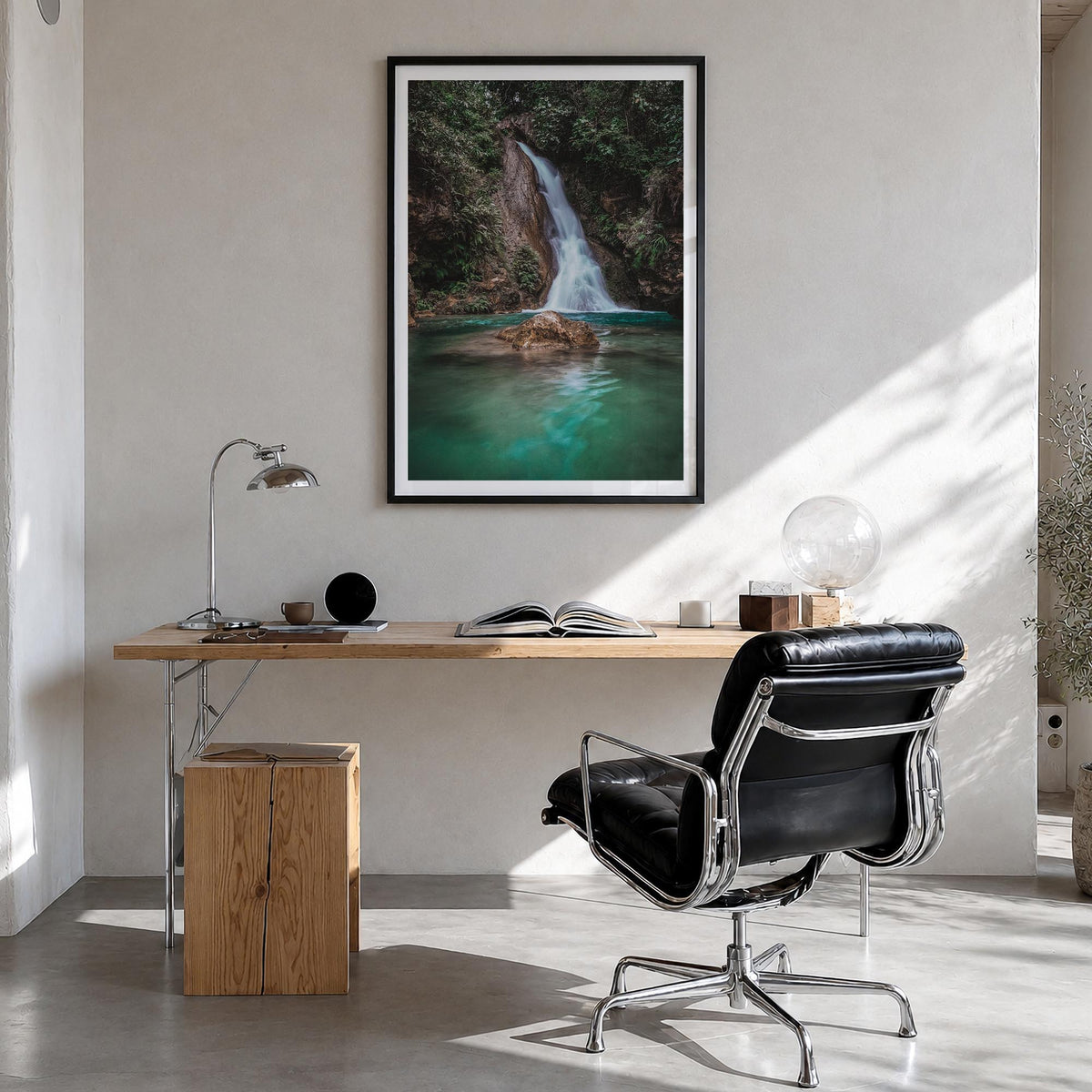 Cebu colorful photo poster of Philippines – vertical wall art in black wood frame with white border, hanging on wall