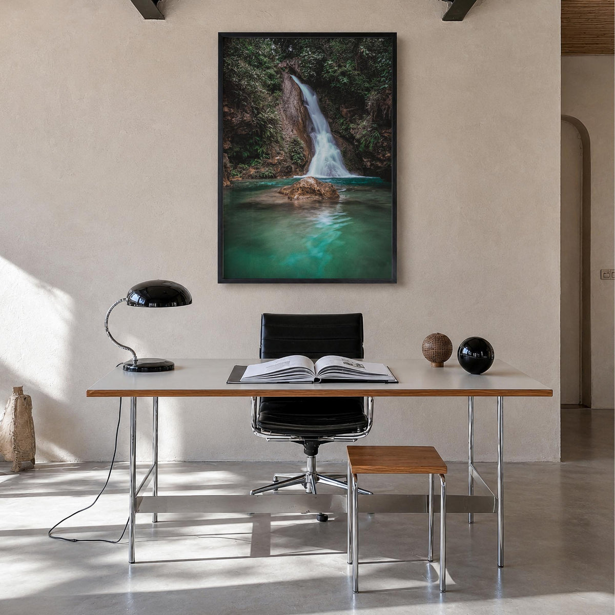 Cebu colorful photo poster of Philippines – vertical wall art in black wood frame, hanging on wall