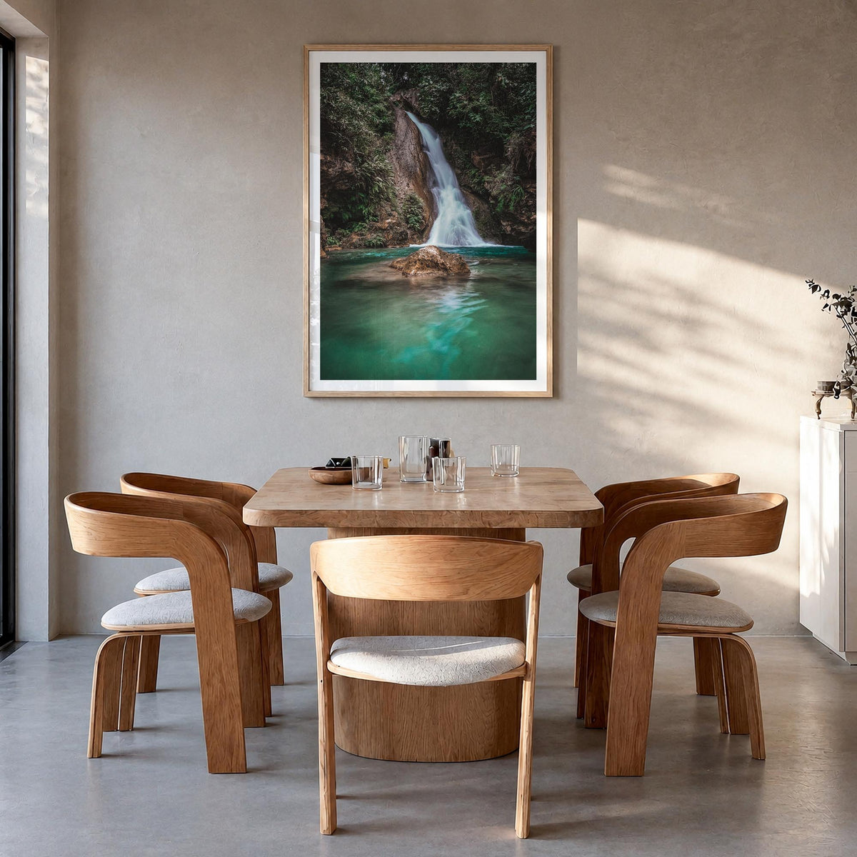 Cebu colorful photo poster of Philippines – vertical wall art in natural wood frame with white border, hanging on wall