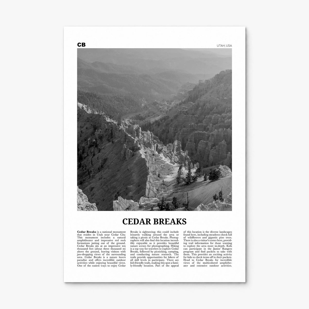 Cedar Breaks National Monument Newspaper Poster, print only (unframed)