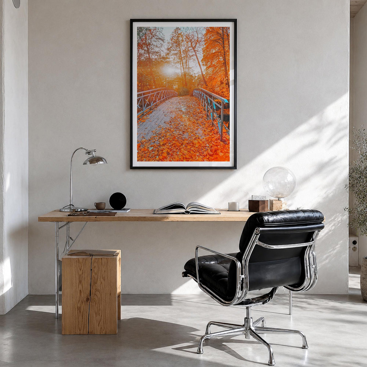 Central Park no. 2 colorful photo poster of Manhattan, New York City – vertical wall art in black wood frame with white borde