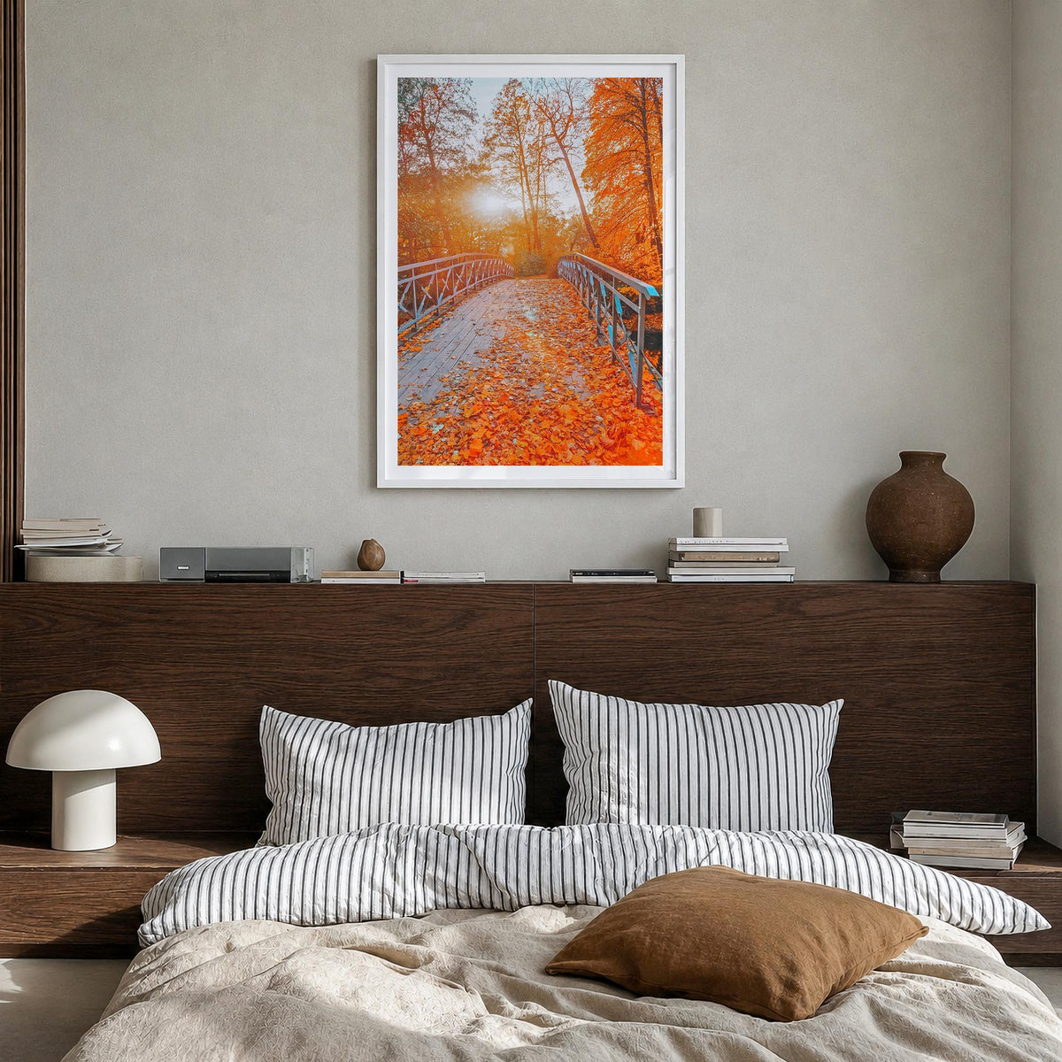 Central Park no. 2 colorful photo poster of Manhattan, New York City – vertical wall art in white wood frame with white borde
