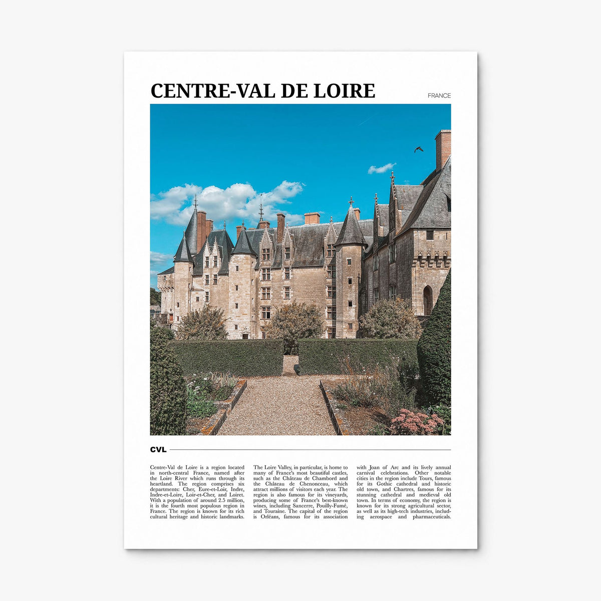 Centre-Val de Loire Travel Poster, print only (unframed)