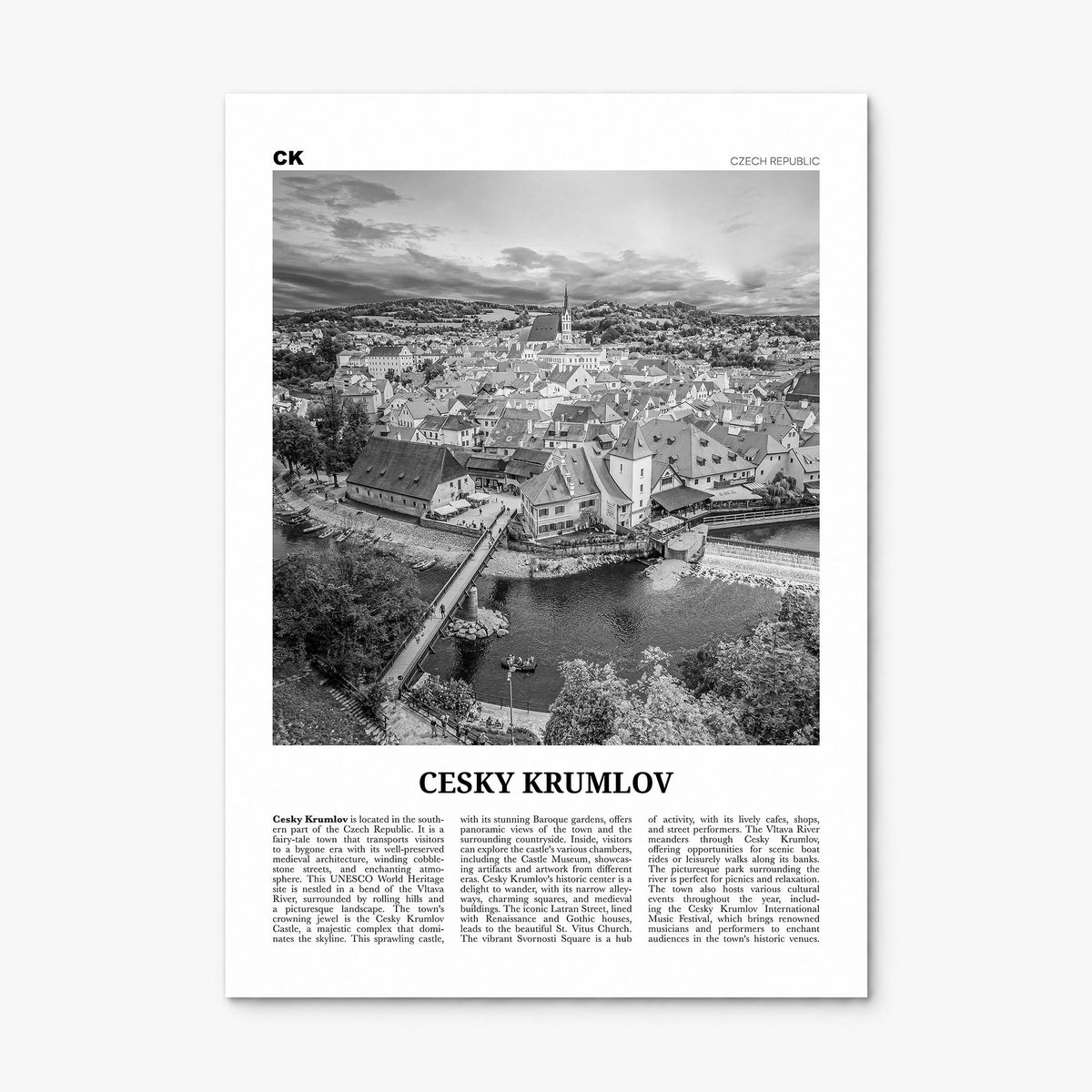 Cesky Krumlov Newspaper Poster, print only (unframed)