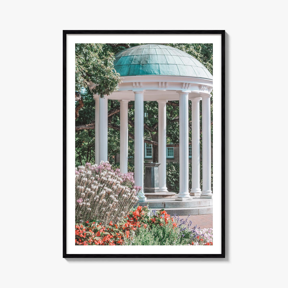 Chapel Hill colorful photo poster of North Carolina, USA – vertical wall art, unframed print shown in interior mockup