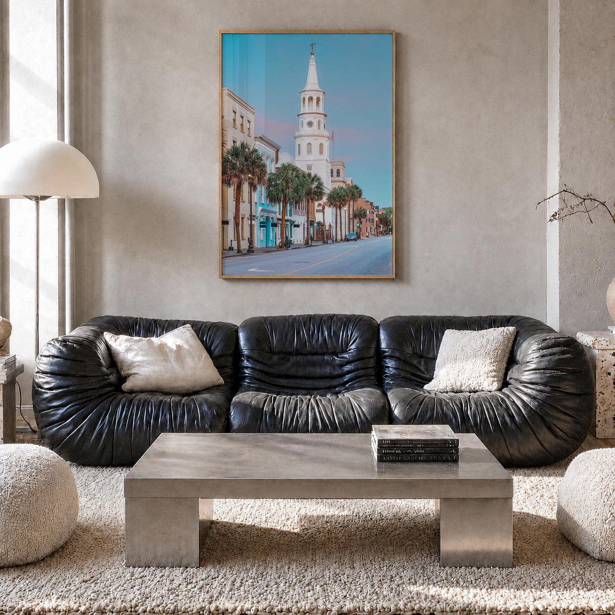 Charleston, South Carolina colorful photo poster of South Carolina, USA – vertical wall art in natural wood frame, hanging on