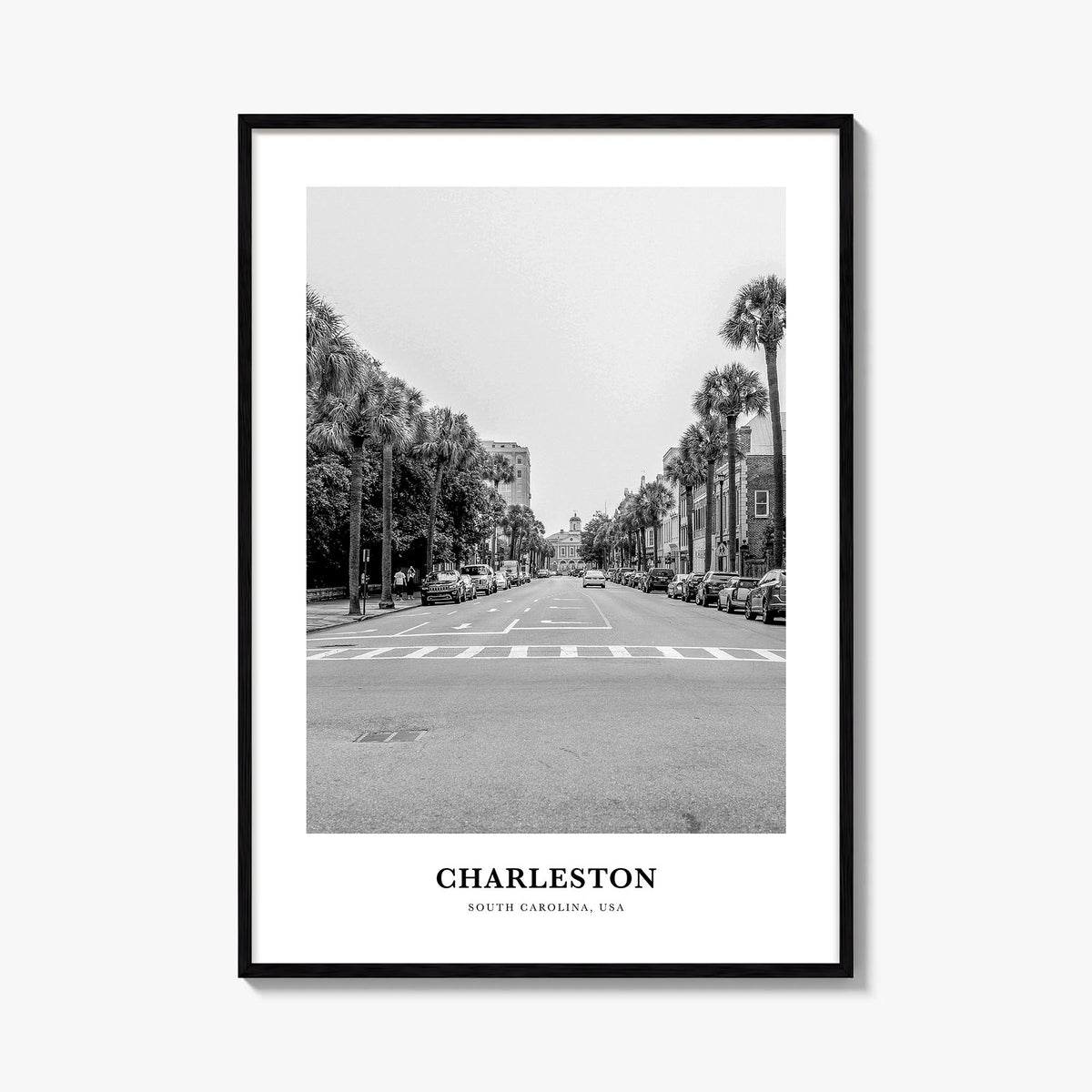 Charleston, South Carolina no. 1 black & white classic poster of South Carolina, USA – vertical wall art, unframed print show