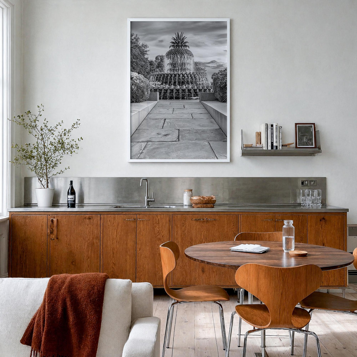 Charleston, South Carolina no. 2 black & white photo poster of South Carolina, USA – vertical wall art in white wood frame, h