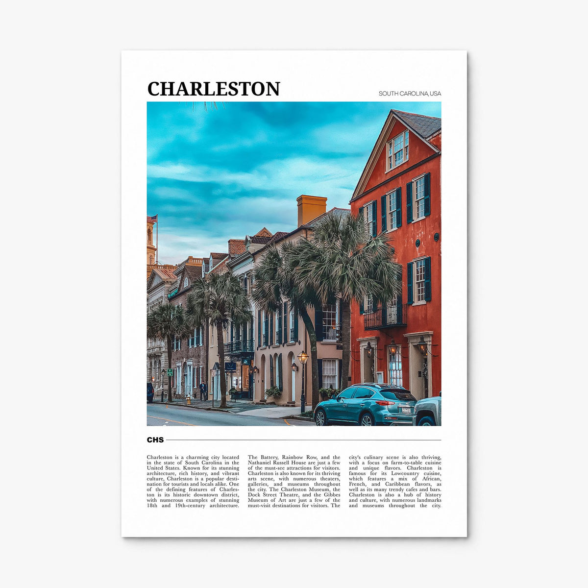 Charleston, South Carolina Travel No 1 Poster, print only (unframed)