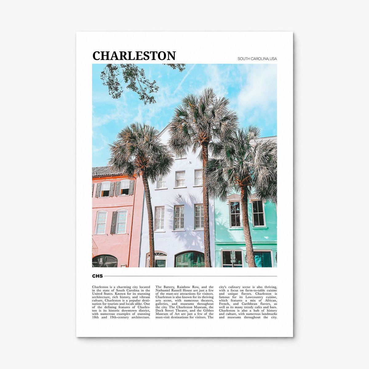 Charleston, South Carolina Travel No 2 Poster, print only (unframed)