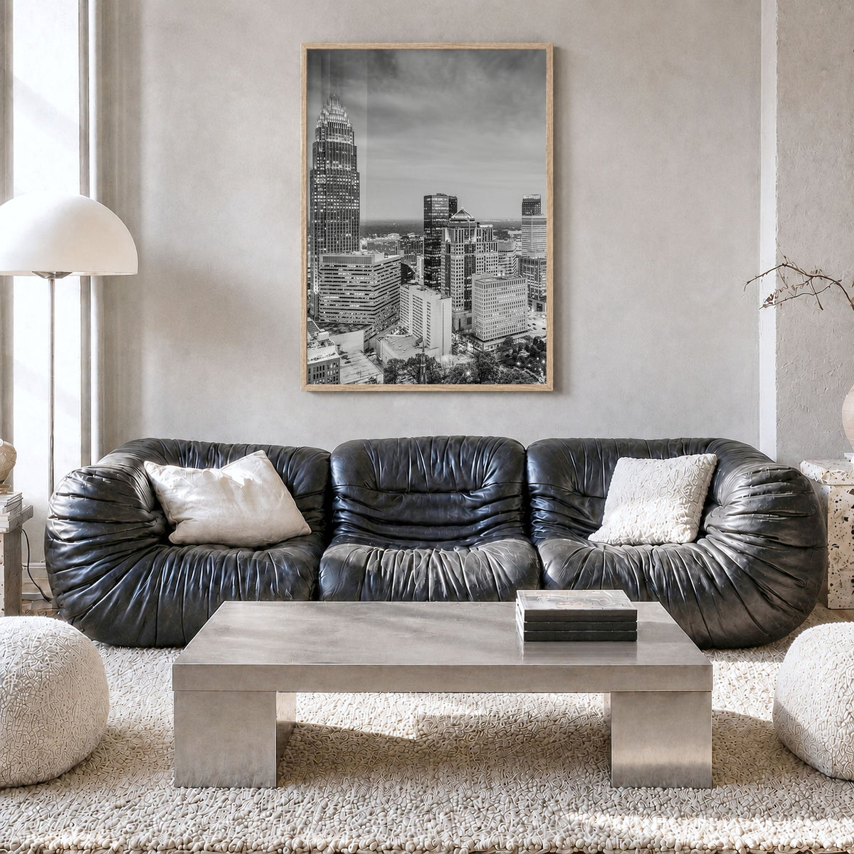Charlotte Photo No 2 Poster in a natural wood frame, hanging in a living room, full image (no border)