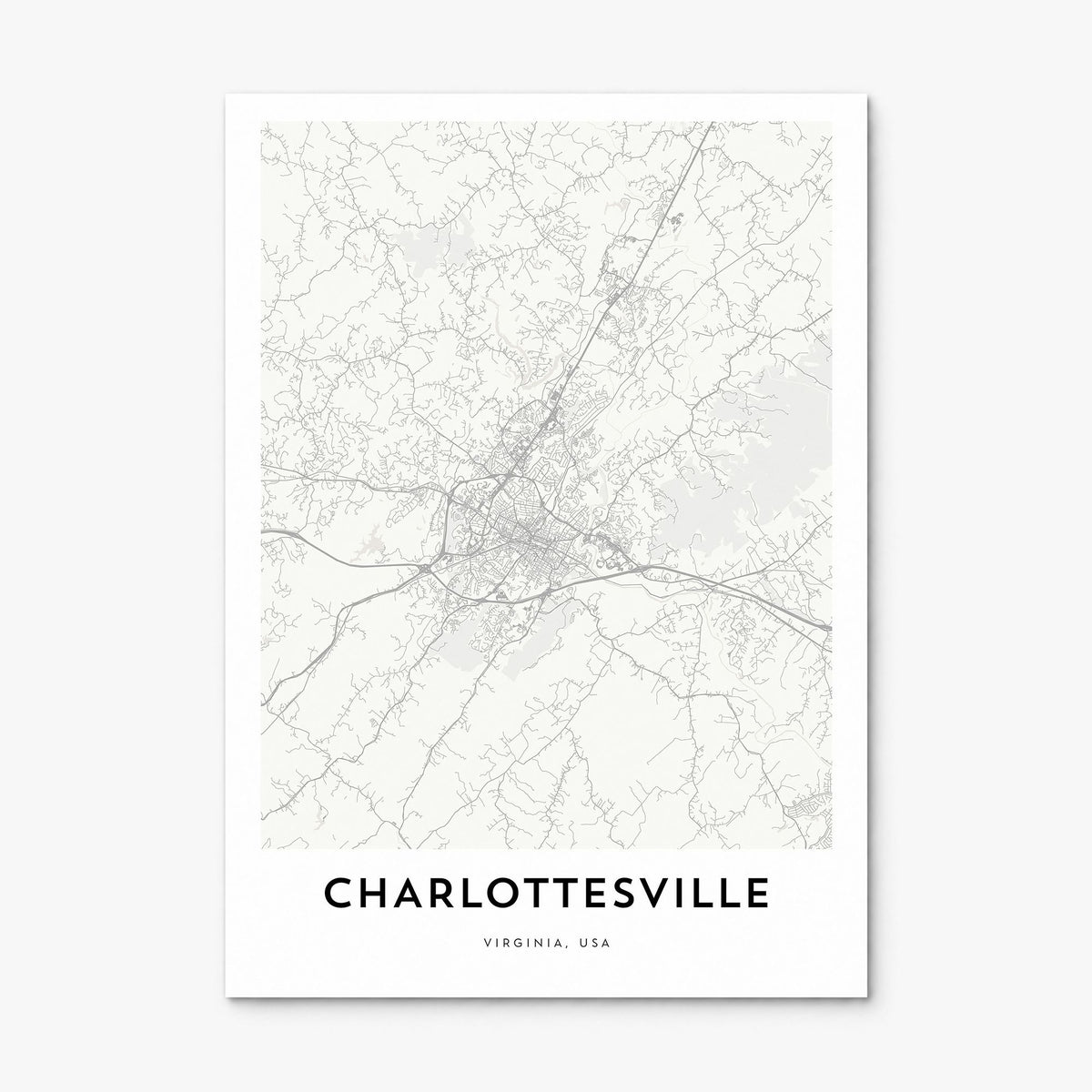 Charlottesville Map Poster, print only (unframed)
