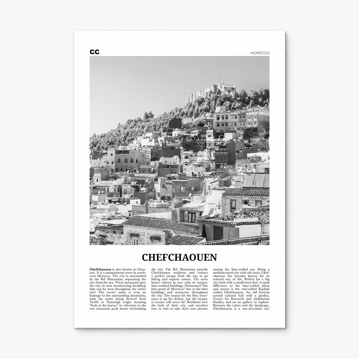 Chefchaouen Newspaper Poster, print only (unframed)