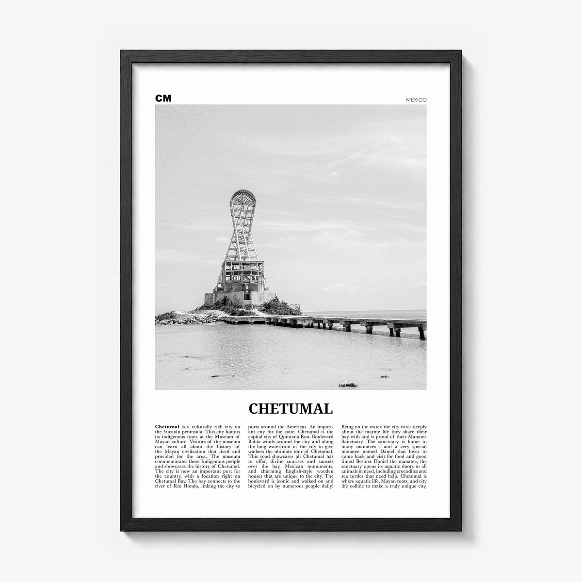 Chetumal Newspaper Poster in a black wood frame